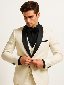 Ivory Wedding Suit - Peak Label Cream Tuxedo Suit - Ivory Dinner Jacket Plus Pants