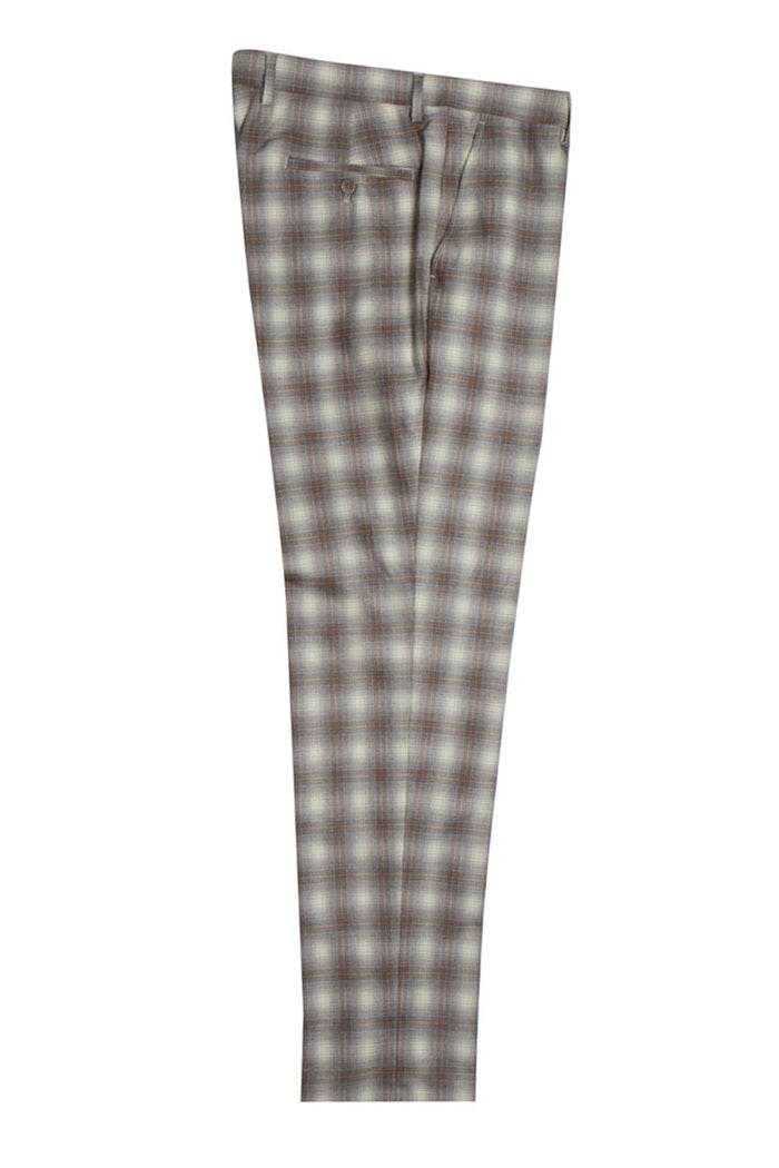 Revised Title: Stacy Adams Brown & Tan Plaid Vested Windowpane 2-Button Suit