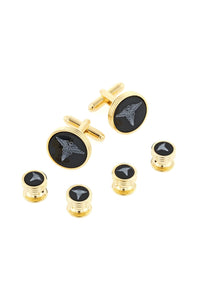 Doctor Onyx Gold Studs and Cufflinks Set