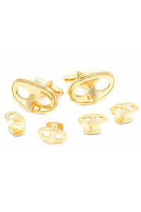 Mardi Gras Mask Gold Studs and Cufflinks Set