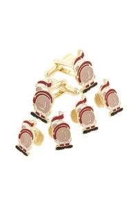 Mooning Santa Gold Studs and Cufflinks Set