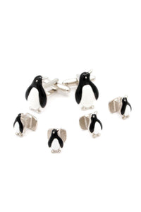 Penguin Silver Studs and Cufflinks Set