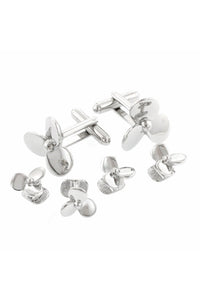 Propeller Silver Studs and Cufflinks Set