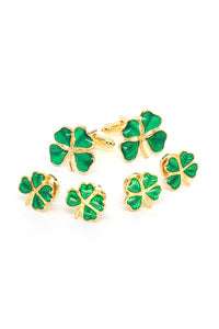 Shamrock Gold Studs and Cufflinks Set