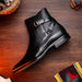 Zelli Jodphur Black Italian Calfskin Double Buckle Strap Boot