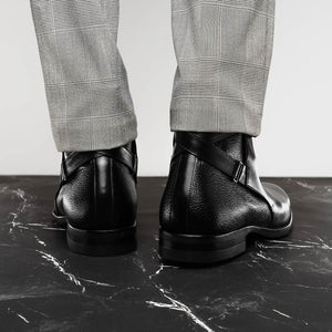 Zelli Jodphur Black Italian Calfskin Double Buckle Strap Boot