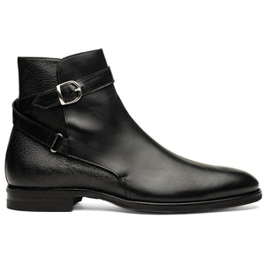 Zelli Jodphur Black Italian Calfskin Double Buckle Strap Boot