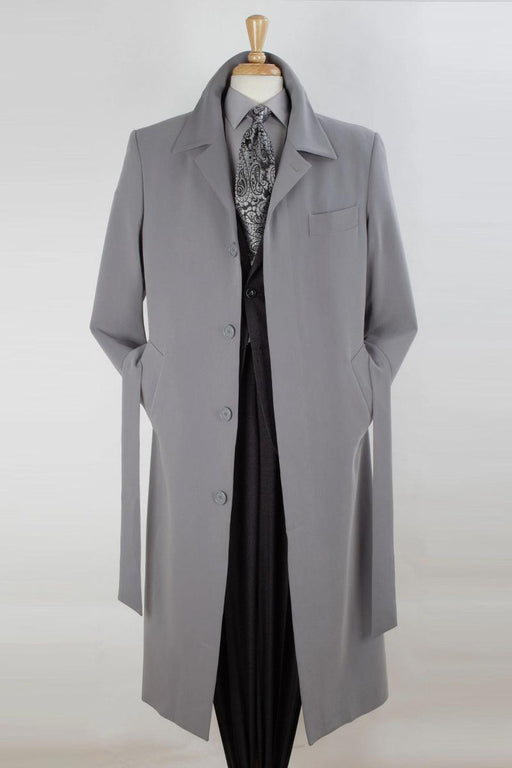 John Knight Grey Wool Belted Overcoat: Luxury Menswear - USA Men's Outlet