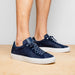 Zelli Kobe Luxury Sneaker in Navy Crocodile-Embossed Suede