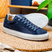 Zelli Kobe Luxury Sneaker in Navy Crocodile-Embossed Suede