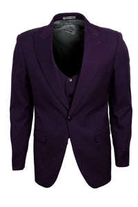 Men's Eggplant Vested Suit | Stacy Adams Peak Lapel 1-Btn