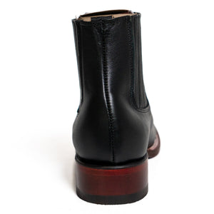Los Altos Men's Boot Wide Square Toe Deer Black Leather Sole - Deer Black