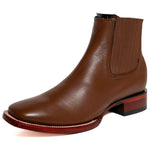Los Altos Men's Boot Wide Square Toe Deer Light Brown Leather Sole - Deer Light Brown
