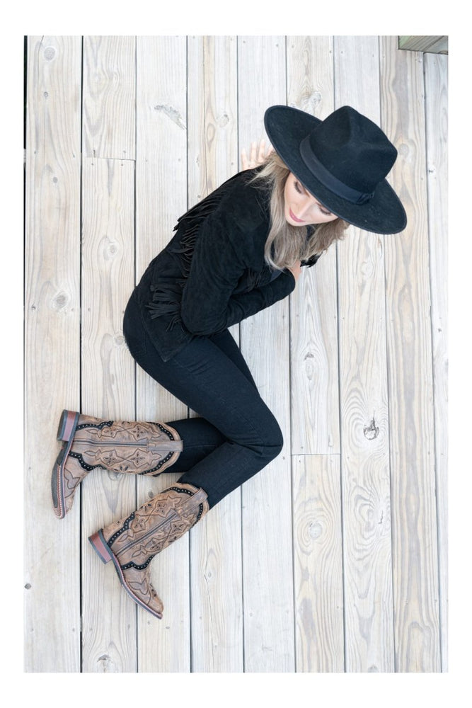 Laredo Women's Bouquet Broad Square Toe Leather Boots - Honey 5844