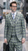 Statement Men's 3-Piece 100% Wool Tailored Fit Glen Plaid Suit - Double Breasted Vest - Sage
