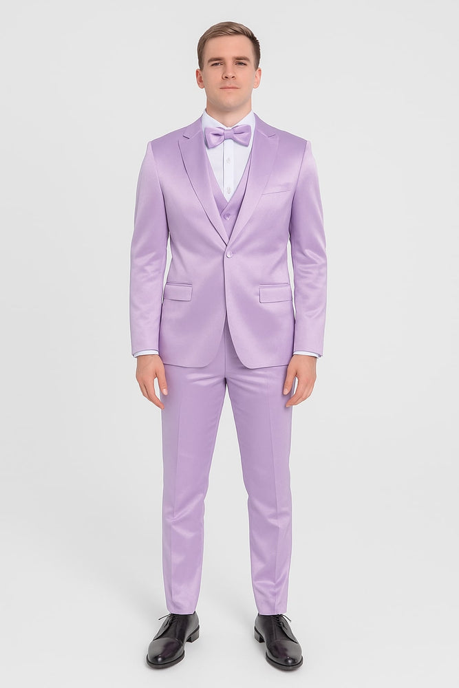 Lavender Satin Tuxedo Set – 4-Piece Statement for Weddings & Proms