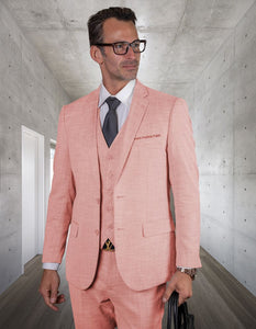 Statement Men's Outlet 3 Piece 100% Wool Suit - Light Plaid