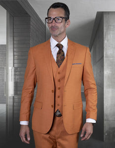 Statement Men's Outlet 3 Piece 100% Wool Suit - Light Plaid