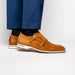 Zelli Legerra Contemporary Suede Monk Strap Dress Shoes in Cognac