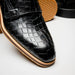 Zelli Legerra Hand Burnished Crocodile Print Monk Strap in Black