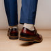 Zelli Legerra Hand-Burnished Crocodile Print Monk Strap in Cognac