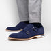 Zelli Legerra Suede Goatskin Double Monkstrap Shoes in Navy