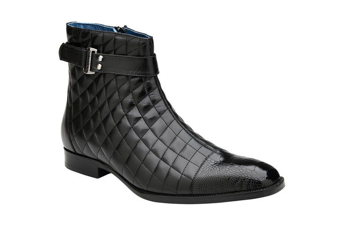 Belvedere Libero Black Genuine Ostrich Leather Shoe