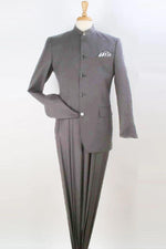 "Light Grey Apollo King Mandarin Fashion Suit" - USA Men's Outlet