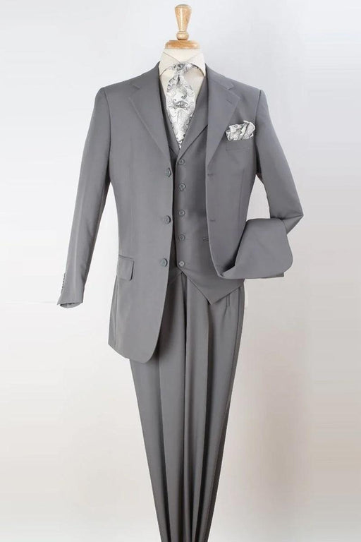 Light Grey Apollo King Men’s Classic Fit Vested 3-Btn Suit - USA Men's Outlet