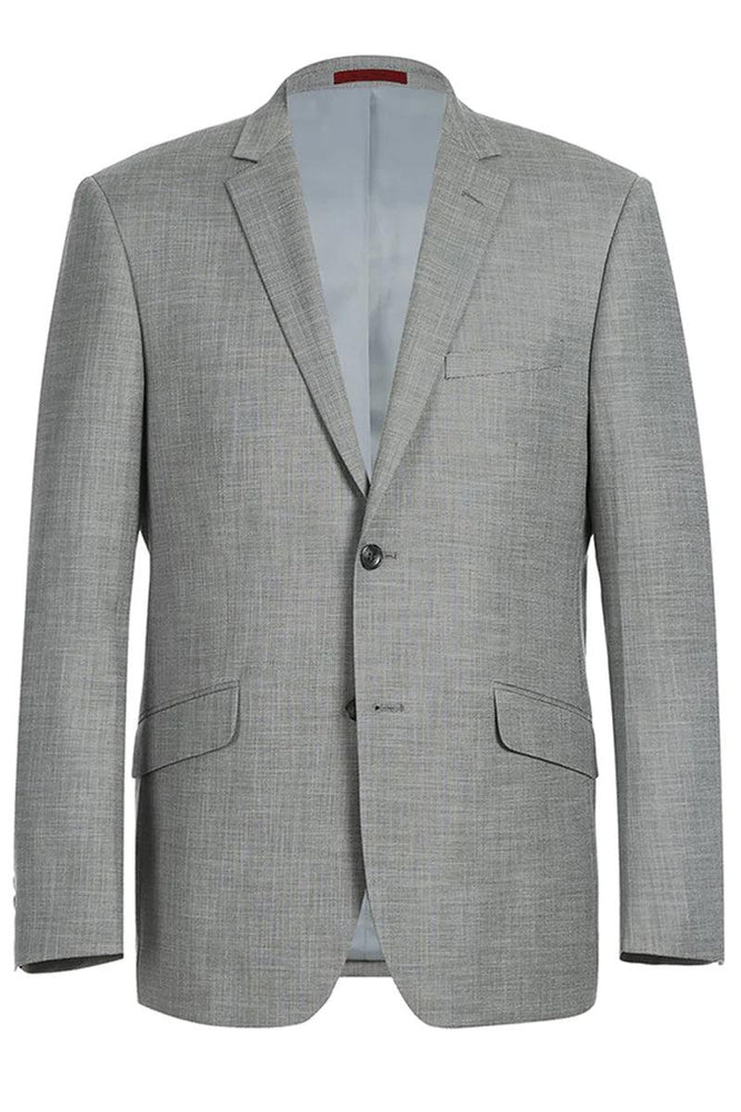 Light Grey Slim-Fit Two-Button Hack Pocket Suit by Renoir - USA Men's Outlet