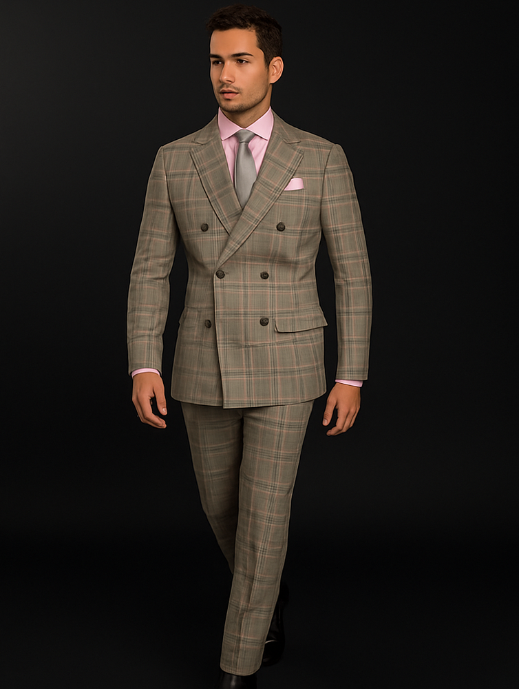 light-taupe-modern-fit-double-breasted-glen-plaid-peak-lapel-2-piece-suit