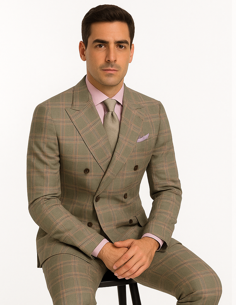 light-taupe-modern-fit-double-breasted-glen-plaid-peak-lapel-2-piece-suit