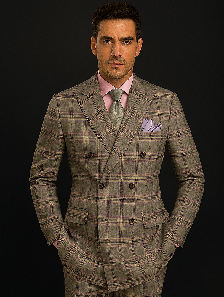 light-taupe-modern-fit-double-breasted-glen-plaid-peak-lapel-2-piece-suit