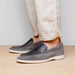 Zelli Bene Sueded Goatskin and Crocodile Loafer in Grey