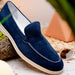 Zelli Livorno Sueded Italian Goatskin Slip-On Loafer in Navy