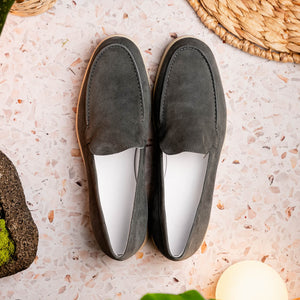 Zelli Livorno Casual Sueded Goatskin Slip-On Loafer in Grey