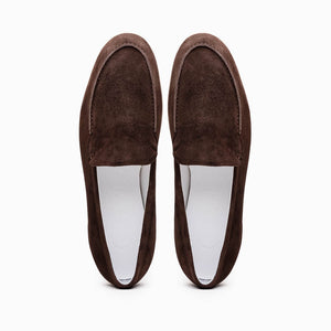 Zelli Livorno Sueded Italian Goatskin Slip-On Loafers in Brown