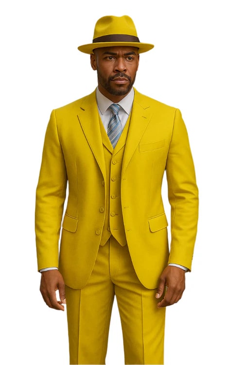 Yellow Zoot Suits - Mens Fashion Golish Yellow 1920s Vintage Look