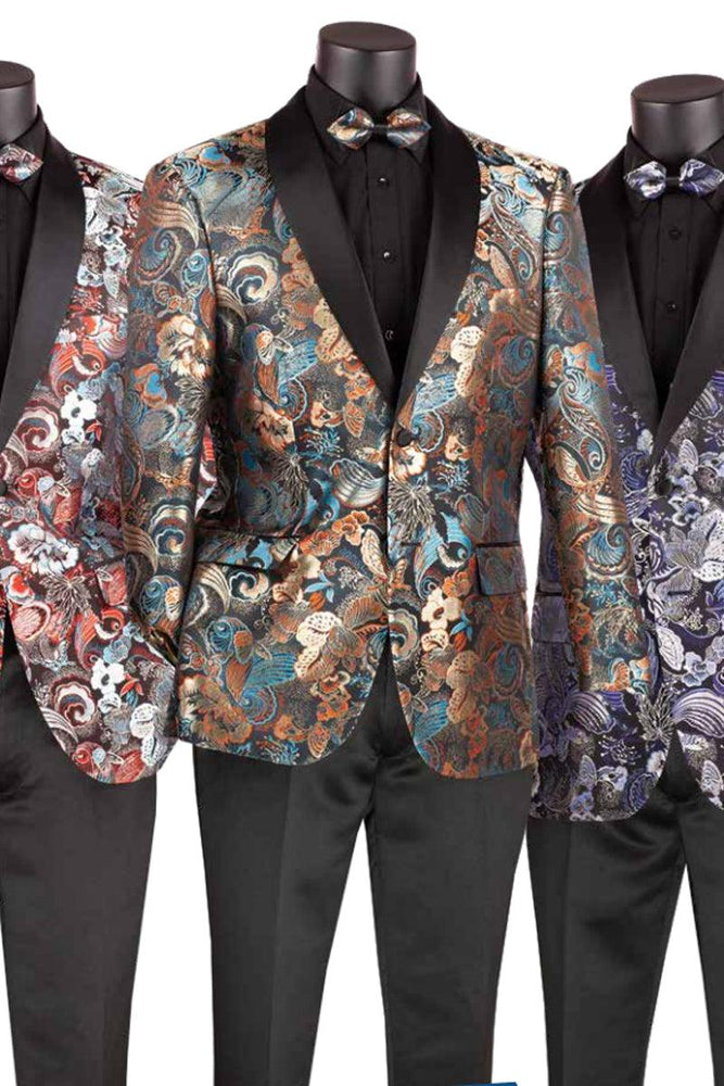 Look Sharp in Vinci's Japanese Floral Tuxedo Jacket - USA Men's Outlet