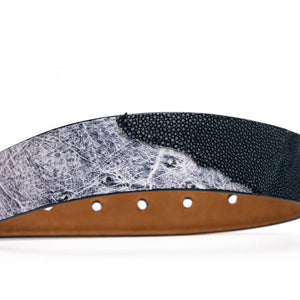 Marco_Di_Milano Lucca Belt Newspaper Black Leather Shoe