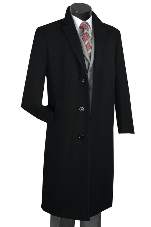 Luxe Vinci Men's Cashmere & Wool Overcoat in Black - USA Men's Outlet