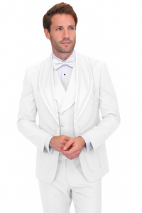 Italian Wool 3-Piece Modern Fit White Tuxedo