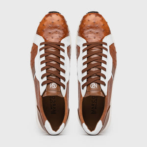 Marco Di Milano Lyon II: Brandy & White Leather Dress Shoe