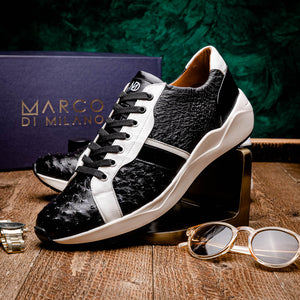 Marco_Di_Milano Lyon II: Black & White Leather Luxury Shoe