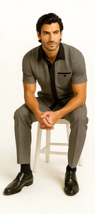 Men’s Houndstooth Walking Suit by Dreams by Zacchi – 2 Piece Lei sure Set in black/white- $99