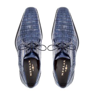 Mezlan Anderson Crocodile Derby Shoes Blue (13584-F)