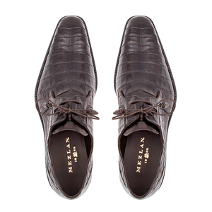 Mezlan Anderson Crocodile Derby Shoes Dark Brown (13584-F)