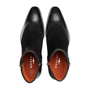 Mezlan Camilleri Calf / Suede Zip Boot Black (21343)