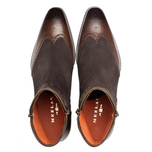 Mezlan Camilleri Calf / Suede Zip Boot Brown (21343)