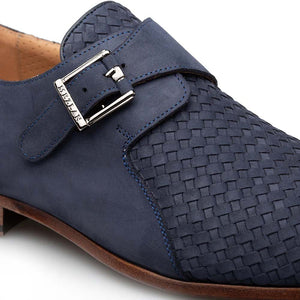 Mezlan Ayllon Woven Suede Monk Strap Blue (21520)